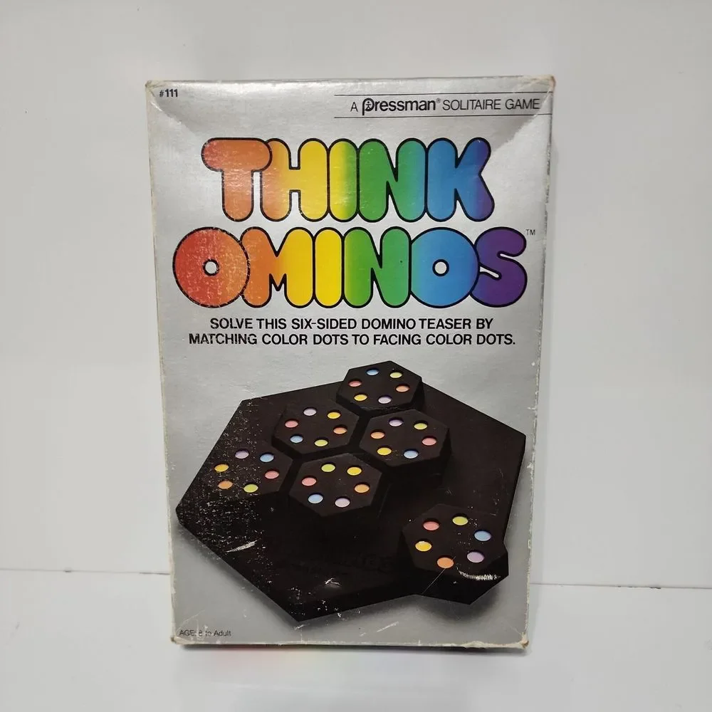 THINK OMINOS THINKOMINOS Domino Brain Teaser Pressman Solitaire Game Vintage '84